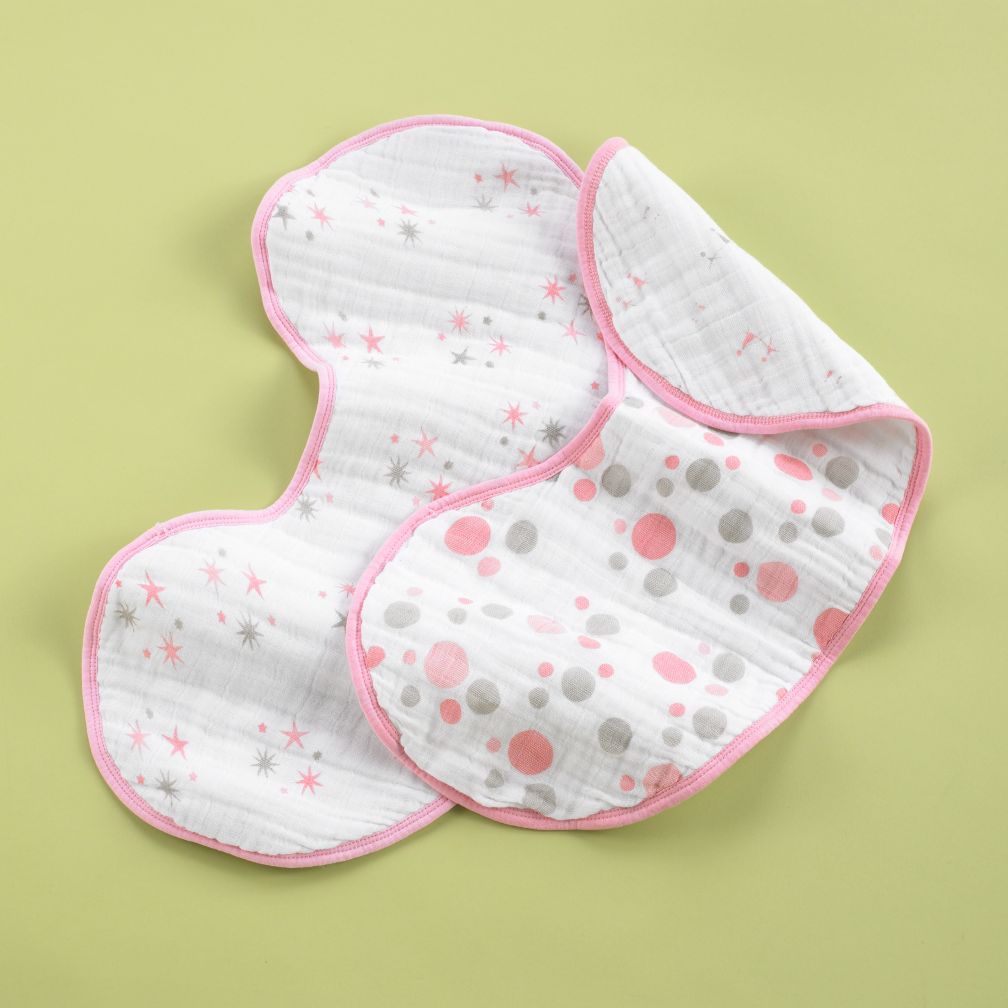Pink Dot & Stars Burpy Bib Set